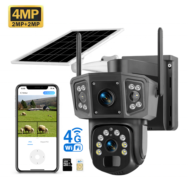 Factory Wholesale 4G Solar Powered CCTV Security Camera Built-in 8000mAh Battery with 4G Solar Panel for Outdoor Surveillance