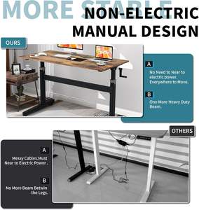 Meja berdiri Manual, <span class=keywords><strong>Crank</strong></span> tangan portabel Manual dapat disesuaikan kayu Modern meja komputer untuk ruang belajar tugas berat furnitur portabel - Product Image 6