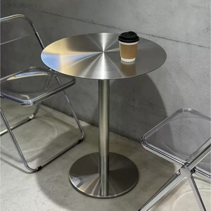 Mesa de Jantar de Restaurante em Aço Inoxidável com Design Moderno, Tampo Redondo e <span class=keywords><strong>Base</strong></span> - Product Image 5
