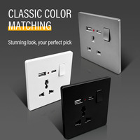 Prise murale JINMAI.CO Royaume-Uni 13A avec USB Type-C, panneau de prise électrique multifonction encastré, prise de charge murale pour la maison