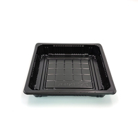 Plateau alimentaire jetable JY-81203, usage commercial, carré, en plastique, pour emballage de sushis, boîte de rangement alimentaire en plastique noir