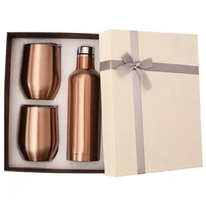 Stainless steel thermos red wine bottle gift set tumbler 3 sets egg shaped thermos sublimation blank wine set for christmas gift