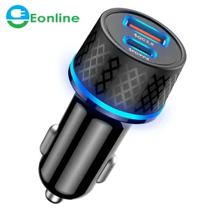 Eon-line carregador usb para carro, tipo c 3.0, telefone móvel pd 42w, adaptador de carregamento rápido para telefone huawei, xiaomi, samsung