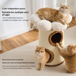 Tempat Tidur Kucing Sisal, Rak Kucing Hemat-Ruang, Lipat Dua Lapis, Desain Tong Bermotif, untuk Rumah Kecil, Penggunaan Empat Musim, Ringkas - Product Image 4