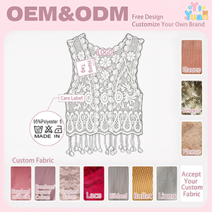 <span class=keywords><strong>Gilet</strong></span> <span class=keywords><strong>sans</strong></span> manches en <span class=keywords><strong>crochet</strong></span> pour filles, style bohème, dentelle florale, pompons, <span class=keywords><strong>gilet</strong></span> ajouré en tricot pour enfants, vêtement d'extérieur, cardigan de plage - Product Image 2