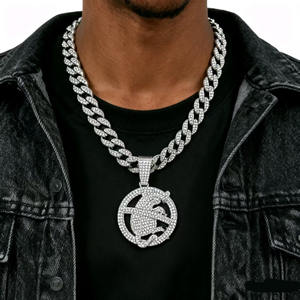 Nouveau collier pendentif souris en alliage entièrement serti de diamants, style hipster, bijoux hip hop, collier cubain, vente en gros - Product Image 1