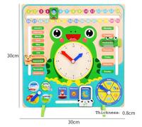 Jouet éducatif précoce en bois, horloge d'apprentissage du temps en forme de grenouille de dessin animé, calendrier pour enfants, jouets d'apprentissage de l'heure, horloges cognitives pour enfants