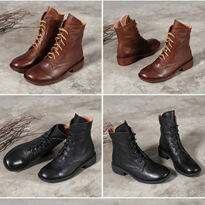 יצרן נעליים יצרן נעליים סיטונאי מותאם אישית oem/odm גברת ליפול וינטג באיכות גבוהה עור אמיתי נשים של מרטן קרסול מגפי - Product Image 5