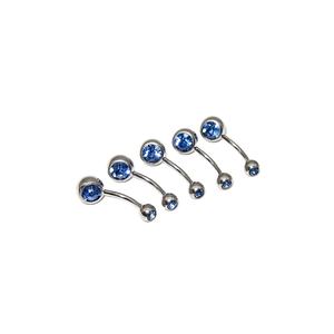 Barre de nombril classique pour enfants, en acier inoxydable, avec double cristal, plaqué or 18 carats, calibre 14, pour piercing corporel - Product Image 2
