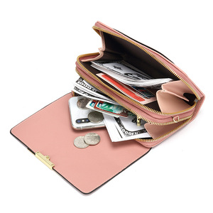 Factory <b>Ladies</b> <b>Wallet</b> High Quality Custom Zipper Short <b>Wallet</b> Phone Case Card Holder Polyester Waterproof PU Leather Tanjing - Product Image 4