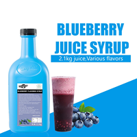 Vente en gros de jus concentré à la saveur de myrtille de 2.1kg sirop de fruits spécial pour les additifs alimentaires de boisson de thé à bulles