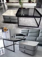 2025 Table à thé de luxe moderne pour petits appartements plaque de roche carrée et meuble TV Combo pour salon pour nouvelle maison