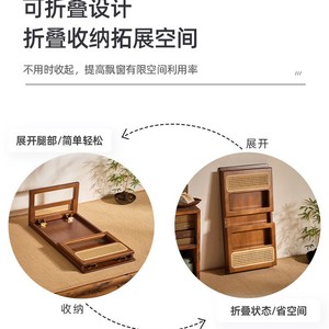 <b>Wood</b> Coffee <b>Table</b> <b>Foldable</b> Low <b>Table</b> For Tatami Room Study Bedside Use - Product Image 2