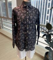 Kemeja Linen Kasual Musim Panas Pria, Bernapas, Cetak Pigmen, Kerah Kancing, Warna Solid, Lengan Panjang