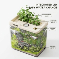 Aquarium écologique transparent lumineux en plastique carré pour petits poissons, idéal pour le salon ou le bureau