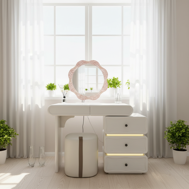 Long-lasting Use 3 Drawer Vanity Table Factory Made Durable Modern Makeup Desk Eco-friendly Material