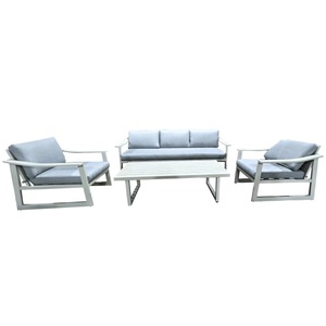 Juego de sofá de jardín de aluminio de 4 piezas moderno Yoho, muebles de sala de estar al aire libre para patio para sala de estar, Hotel, Villa, parque, granja - Product Image 3