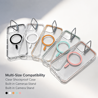 Casing Flip Metal Kickstand Magnetik TPU+PC dengan Penyangga Bingkai Kamera untuk 18 Pro 18 Pro Max 17/16/15, Pelindung Anti Benturan Multi-Sudut