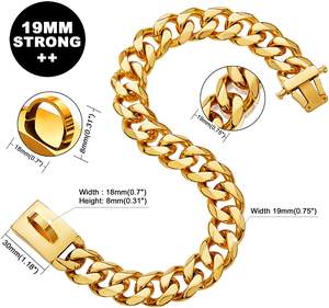 Cadena de Metal de 19mm de alta calidad, Collar de cadena cubana de acero inoxidable dorado para mascotas, Collar de entrenamiento para perros grandes - Product Image 4