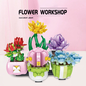 Nueva flor Mini plantas en maceta suculentas construcción Cactus bonsái árbol jardines bloques de construcción modelo ladrillos niños Diy juguete regalos - Product Image 3