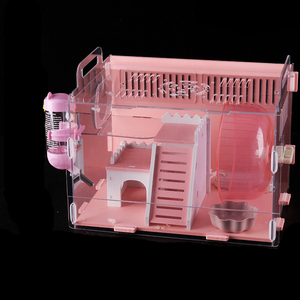 Hamster portable Transparent de grande taille, maison de hamster à <span class=keywords><strong>trois</strong></span> couches, avec roulettes, château coloré - Product Image 6