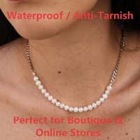 Collar de Perlas Delicado con Cadena de Acero Inoxidable Chapado en Oro de 18K, Joyería Minimalista y Elegante para Mujer, Resistente al Deslustre
