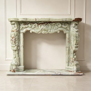 Cornice per Caminetto in Marmo Grigio Intagliata <span class=keywords><strong>a</strong></span> Mano con Statue di Cherubini, Rivestimento per Caminetto in Pietra Naturale per Decorazioni di Lusso per Palazzi - Product Image 4
