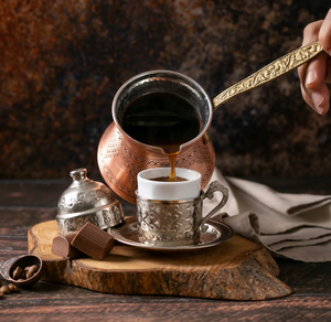 Cafetera de cobre turca hecha a mano con mango de latón, diseño de uva Ibrik Cezve <span class=keywords><strong>para</strong></span> auténtico café turco griego árabe - Product Image 3