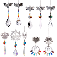 Nouveau Design Cristal Suspendu En Forme De Coeur Prisme Gem Ball 7 Chakra Perles Papillon Libellule Sun Catchers Ange Fleur Sphère Boule