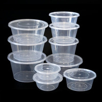 Boîtes en plastique rondes transparentes personnalisées en gros, contenants alimentaires jetables pour plats à emporter, emballage transparent pour repas et pâtes avec couvercle