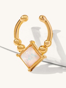 Anillo de Septum sin Perforación, Chapado <span class=keywords><strong>en</strong></span> Oro/Plata, con Ópalo y Circonita Cúbica, Joyería Falsa para <span class=keywords><strong>la</strong></span> <span class=keywords><strong>Nariz</strong></span> - Product Image 2