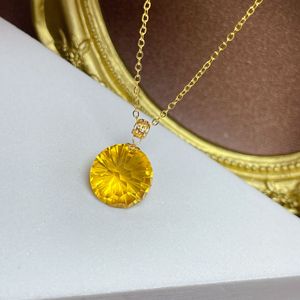 Collar con colgante de solitario de citrino Natural personalizado INS S925 plata 12mm joyería de piedras preciosas de corte milenario especial para regalo - Product Image 6