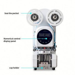 Automatic Desktop Sealing Machine for Plastic Paper <b>Bubble</b> Tea Cups Film Foil Can Packaging for Bag Sealing - Product Image 3