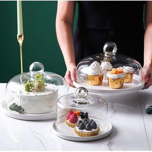 Support à gâteau en céramique écologique de 10 pouces avec dôme et couvercle en <span class=keywords><strong>verre</strong></span> <span class=keywords><strong>Plateau</strong></span> de service à dessert multifonctionnel avec couvercle - Product Image 3