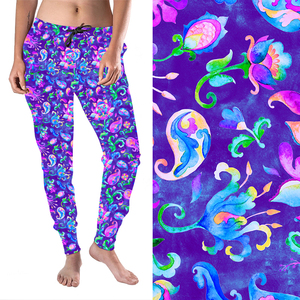 Lumineux coloré <span class=keywords><strong>indien</strong></span> Paisley aquarelle <span class=keywords><strong>motif</strong></span> Floral imprimé femmes survêtement pantalon cordon haute qualité femmes pantalon - Product Image 2