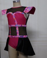 Costume de danse jazz filles à manches longues justaucorps robe courte enfants danse nue Anime Costumes nu Spandex danse robe moderne