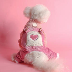 ONESTEP Fabricante Atacado Personalizado Inverno <span class=keywords><strong>Pet</strong></span> Vestuário para Cães Gatos Macacão Coração Rosa Elegante Luxo Classics - Product Image 2