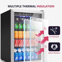 Réfrigérateur à boissons 150L à prix d'usine, refroidisseur en acier inoxydable, zone unique, mini réfrigérateur à bière