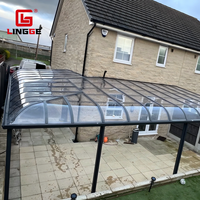 Auvent de jardin manuel autoportant en aluminium anti-UV personnalisable avec toit en polycarbonate, protection solaire, imperméable
