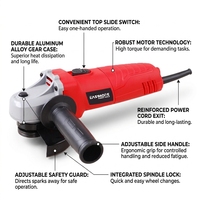 Meuleuse d'angle électrique 600W 115mm pour usage domestique et industriel, avec interrupteur à gâchette et à palette, pour disques de meulage