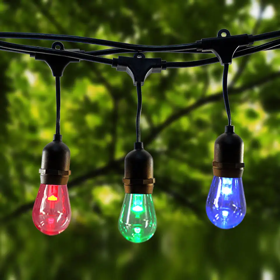 Luci impermeabili 110V S14 LED Multicolor stringhe RGB remote per feste in giardino