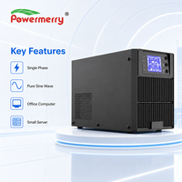 Powermerry C3K 3kVA Onduleur en ligne à onde sinusoïdale pure monophasé, batterie sans entretien, pour équipement informatique de bureau et réseau, petit modèle
