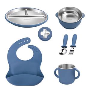 Atacado Personalizado Clássico Dos Desenhos Animados Padrão BPA-free Silicone Baby Feeding Set Destacável Aço Inoxidável Toddlers Plate <span class=keywords><strong>Bowl</strong></span> - Product Image 5