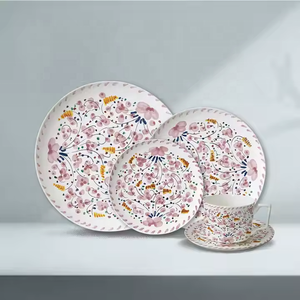 New Design Fine Bone China Green Floral Plate <b>Set</b> Luxury Dinner <b>Set</b> Wedding Ceramic <b>Dinnerware</b> <b>Set</b> - Product Image 2