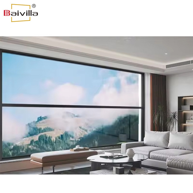 Baivilla Electric Lift Windows and Doors Aluminium Double Glass Vertical Sliding Guillotine Window System