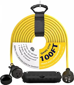 3 Prong Waterproof cord with Safety Cover Tape and Waterproof Box Included appliance Outdoor Extension Cord