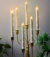 Lot de 3 bougies coniques sans flamme avec guirlande lumineuse intégrée, effet flamme analogique, écologiques, télécommandées, pour la décoration de la maison et de mariages