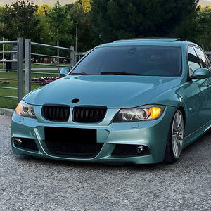 Bmw 3 Series E90 E91 Front Grille Inserts 2005 2008 ABS Plastic Black Single Double Line Style - Product Image 2