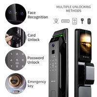 Kunci Pintu Gerbang Rumah Pintar Tuya, Pengenal Wajah, Kontrol Aplikasi Wifi, Layar Interkom, Biohacking, Kartu RFID, Cloud, Kompatibel dengan Kayu