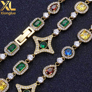 New Arrival Stainless Steel Colored Zircon 18K Gold Plated Hip Hop Jewelry Geometry Fashion Chain Link Bracelets - Product Image 3